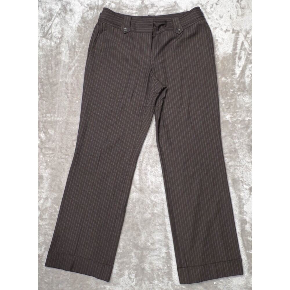 Ann Taylor Lindsay Curvy Fit Brown Mocha Pinstripe Dress Pants Womens 10 Y2K